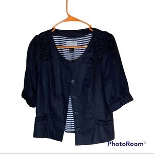 H&M Black Jacket/Blazer Ruffle Accent Sz‎ 8
